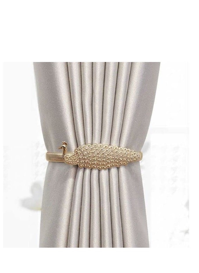 2 PCS Curtain Tensioner, Curtain Fasteners, Scandinavian Light Luxury Style Peacock Elastic Curtain Tensioner