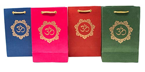 Desi Favors Om Paper Bags - Indian Gifts, Party Favor, Goodie Bags, Small Paper for Diwali Gifts, Pooja Favors, Housewarming Gifts, Wedding Return Gifts - 5.3x8 Inch (Pack of 8) - Image 1