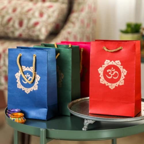 Desi Favors Om Paper Bags - Indian Gifts, Party Favor, Goodie Bags, Small Paper for Diwali Gifts, Pooja Favors, Housewarming Gifts, Wedding Return Gifts - 5.3x8 Inch (Pack of 8) - Image 2