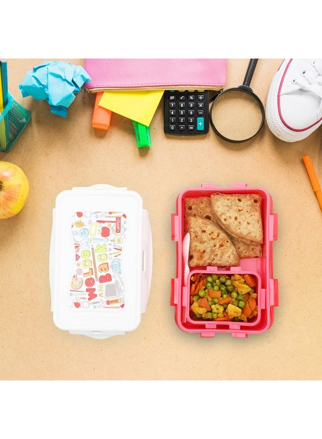 JAYPEE Nutter Butter Plastic 2 Container Lunch Box with Spoon | Tiffin Box with Silicon Seal |BPA Free, Red, 750 ml |Suitable for School Kids - Image 4