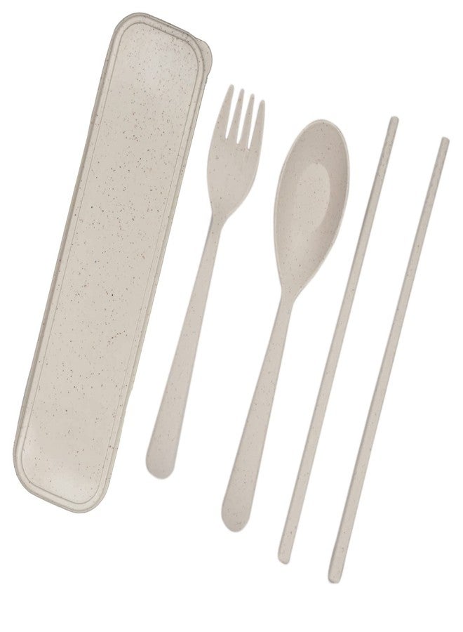 GLAN Reusable Spoon Fork and Chopsticks Set Travel Dinnerware Set Kitchen Dining Set with Storage Case Portable Cutlery Set Multicolor - Image 1