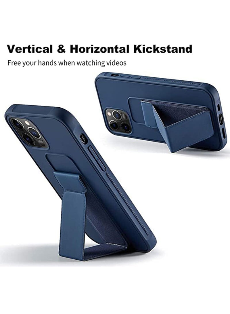 Waldic Premium Silicone Magnetic Hand Grip Case with Stand Cover for Apple iPhone 14 Pro - Dark Blue - Image 4