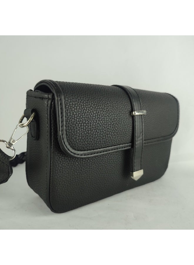 Black leather women's handbag - high quality material - Image 1