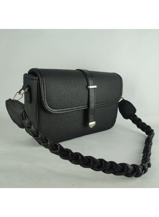 Black leather women's handbag - high quality material - Image 2
