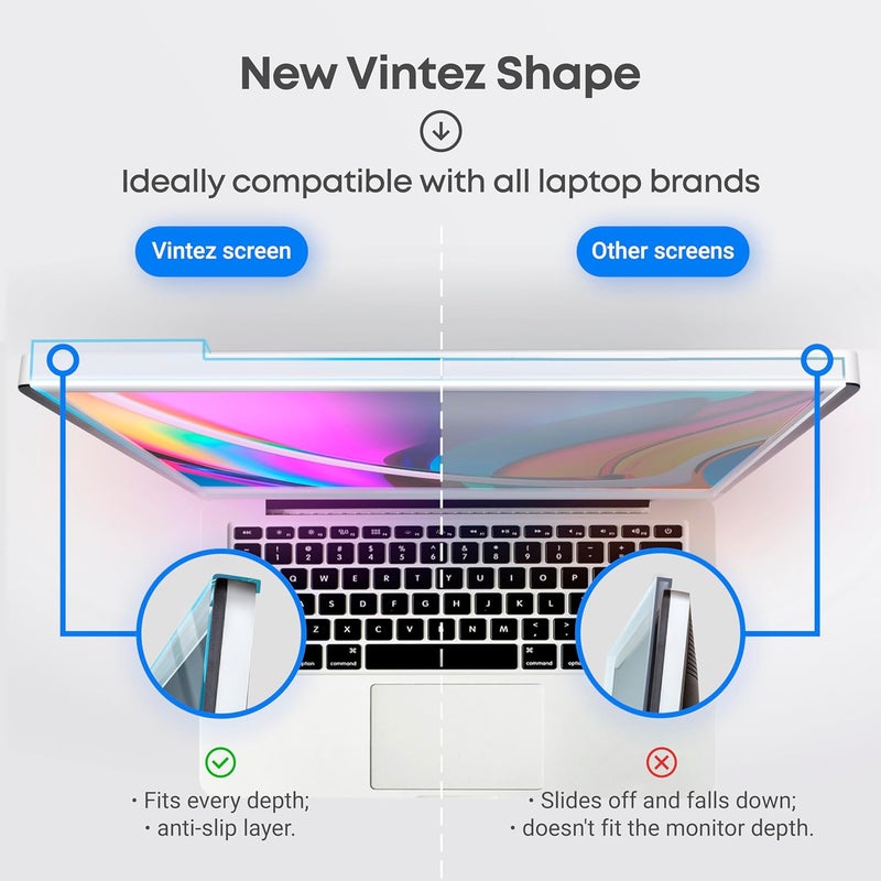 VINTEZ Blue Light Blocking Screen Protector Panel for 14 inch Diagonal PC Anti-UV Eye Protection Filter Film - Widescreen Laptop and Monitor Frame Hanging Type (W 12.6" X H 8.1") [2 Pack] - Image 4