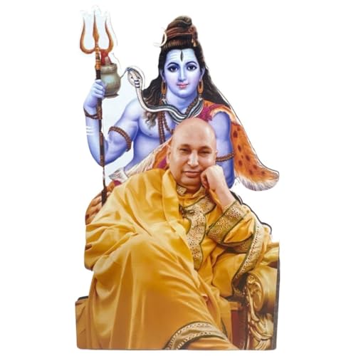 Ayunix Guruji Swaroop with ShivJI 3D Cutout Swaroop Frame for Table Desk| Workstation| Offices| Decoration Jai Guruji Photo Frame Swaroop Blessings Always Guru ji (Photo Size 18 x12 Inch) (Yellow) - Image 3