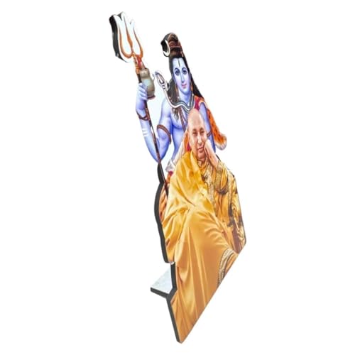 Ayunix Guruji Swaroop with ShivJI 3D Cutout Swaroop Frame for Table Desk| Workstation| Offices| Decoration Jai Guruji Photo Frame Swaroop Blessings Always Guru ji (Photo Size 18 x12 Inch) (Yellow) - Image 2