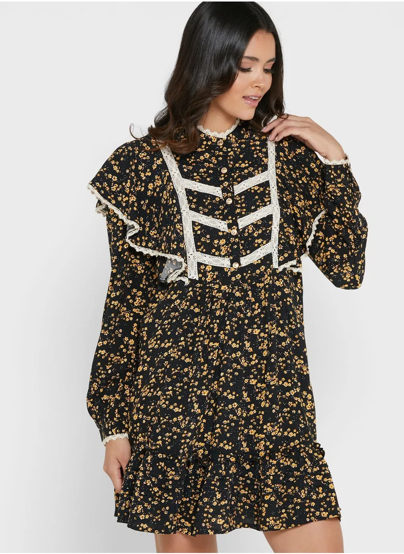 River Island Petite Floral Ruffled Mini Dress