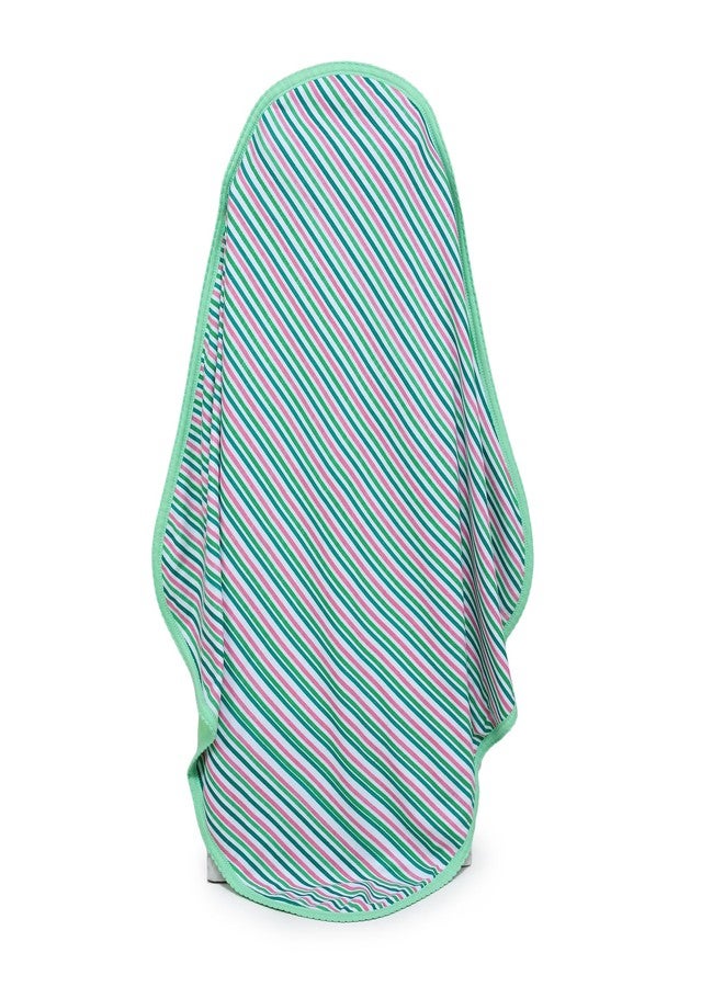 Phedarus Multipurpose Hooded Baby Bath Towel-Ultra Soft, Absorbent Baby Bath Towels for Newborn Boy and Girl Animal Face Towel | Reversible with Stripes Print | 78cms x 75cms | Green - Image 2