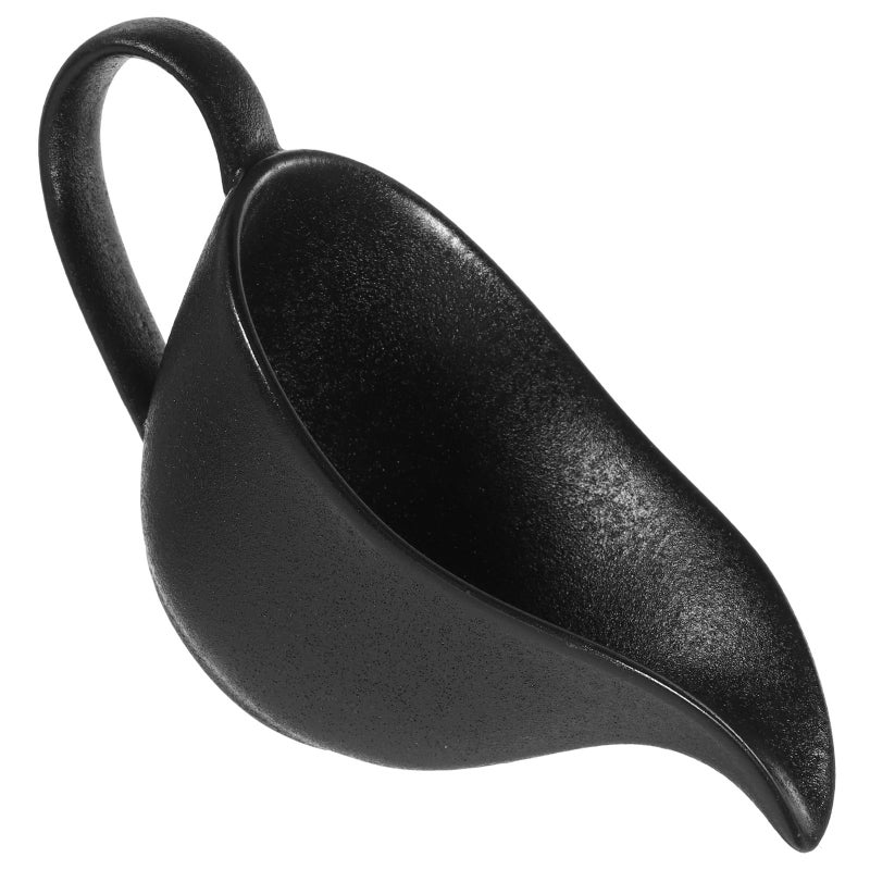 Black Cast Iron Style Porcelain Mixing Bowl with Handle and Pour Spout for Kitchen - Image 2