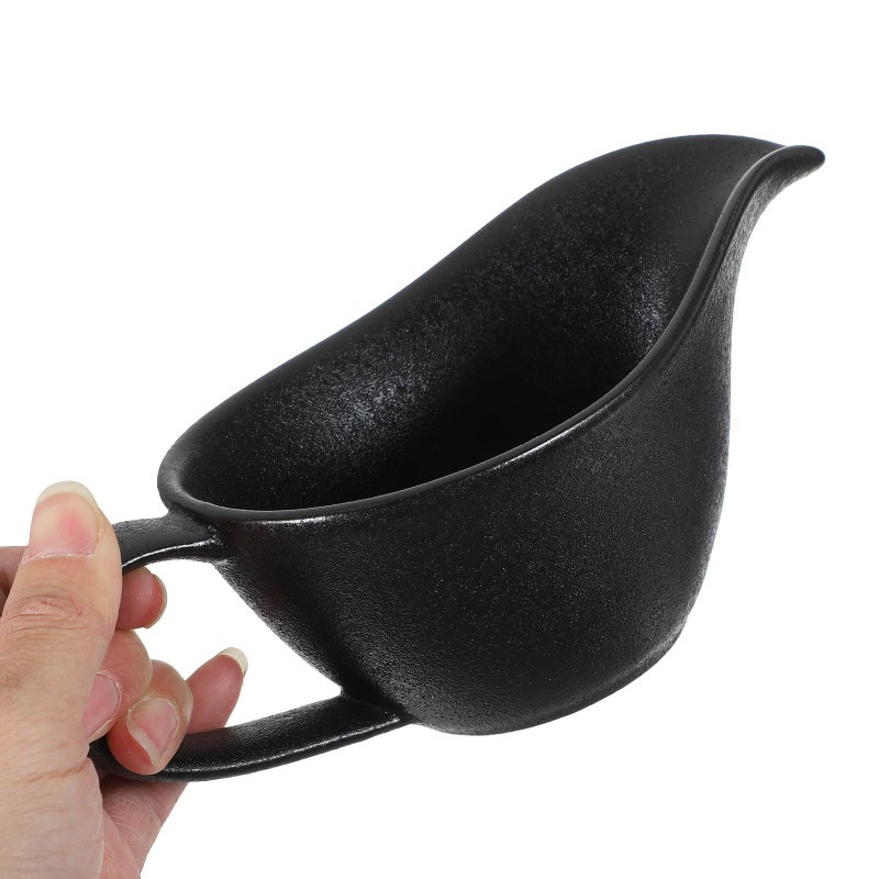 Black Cast Iron Style Porcelain Mixing Bowl with Handle and Pour Spout for Kitchen - Image 5
