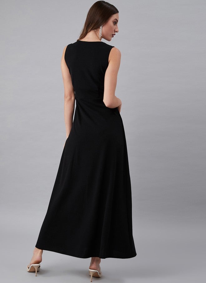Athena Black Embellished Maxi Dress for Women - Image 4