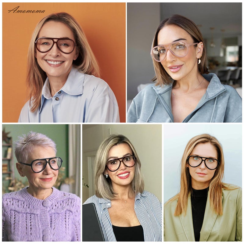 AMOMOMA 3 Pack Retro Aviator Reading Glasses for Women Men,Classic Large Oversized Reader Blue Light Computer Frame AM6111 C1+C2+C4 2.0 X - Image 2