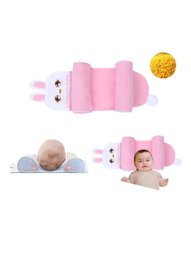 Millet Grains-filled Baby Head Pillow, Newborn Pillow for Preventing Flat Heads, Baby Correcting Head Shape Anti-slant Cotton Pillow, Baby Sleeping Pillow, Baby Pillow for Sleeping for 0-3 Years (Rabbit) - Image 1