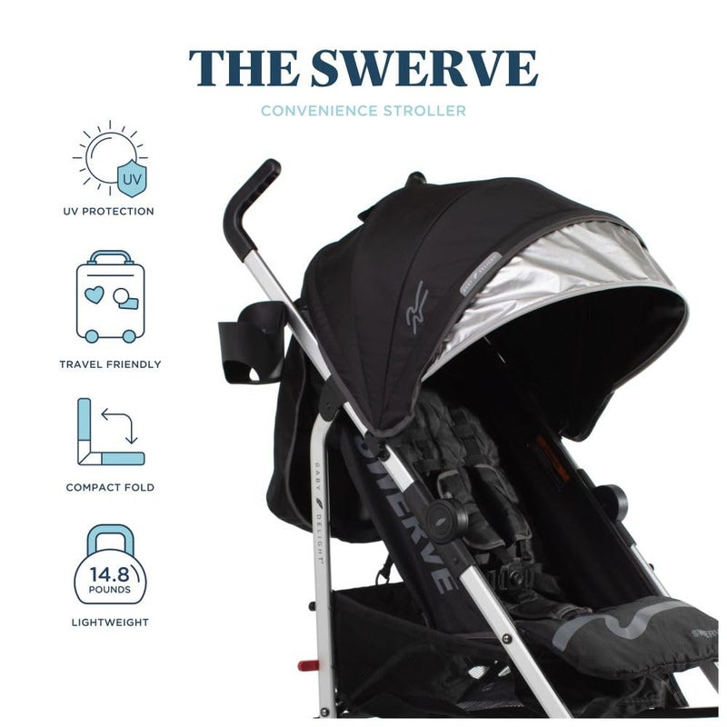 Baby Delight  Swerve Stroller  Lightweight  for Travel  Everyday  MultiPosition Recline  Compact Fold  Extra Storage  Black - Image 4