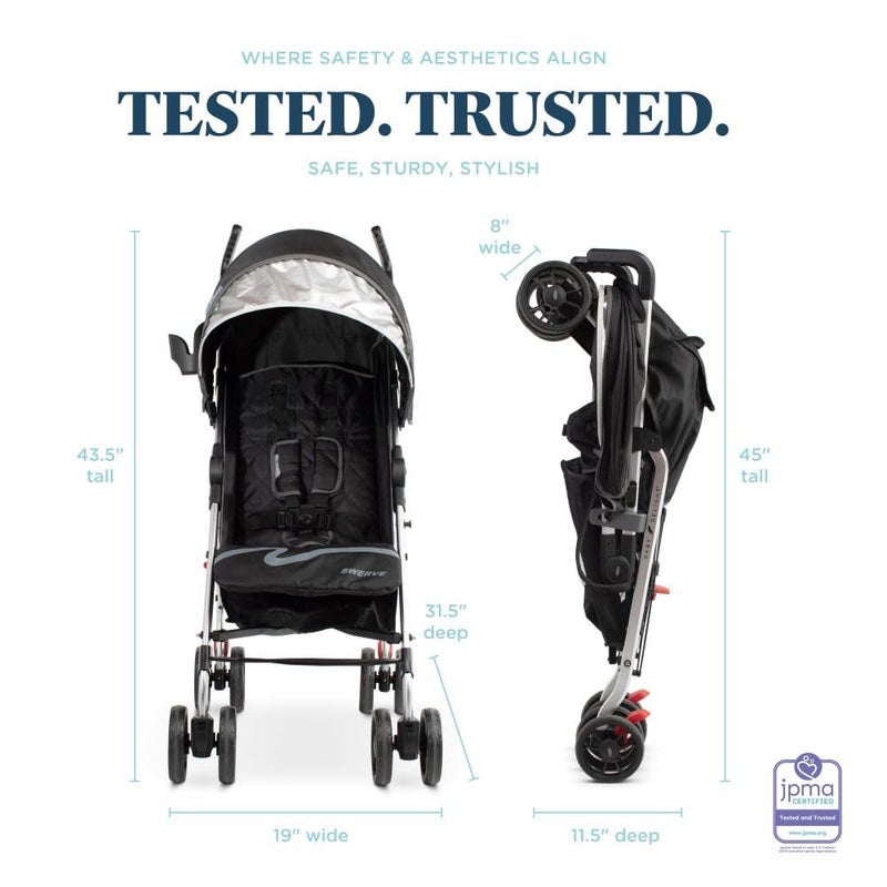 Baby Delight  Swerve Stroller  Lightweight  for Travel  Everyday  MultiPosition Recline  Compact Fold  Extra Storage  Black - Image 3