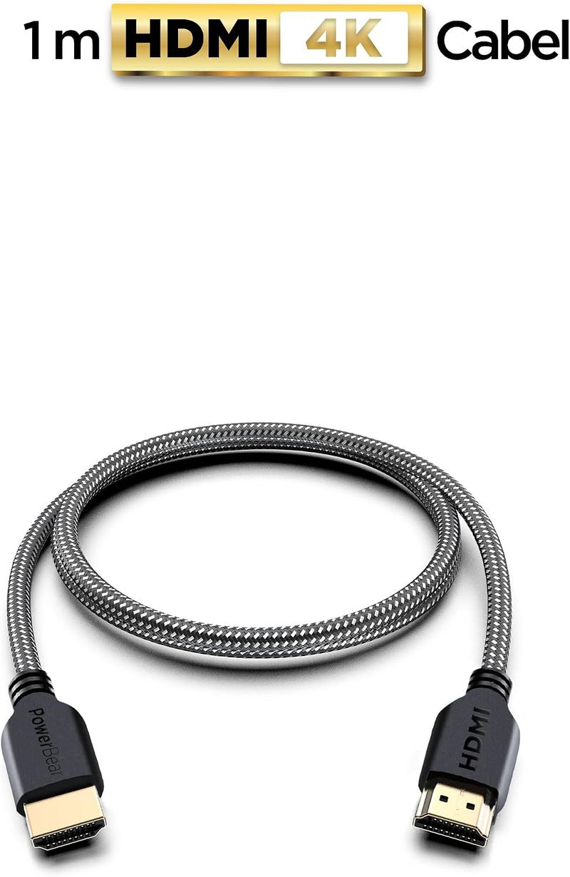 PowerBear 4K HDMI Cable 3 ft | Short Hdmi Cable, Braided Nylon & Gold Connectors, 4K @ 60Hz, Ultra HD, 2K, 1080P, ARC & CL3 Rated | for Laptop, Monitor, PS5, PS4, Xbox One, Fire TV, & More - Image 2