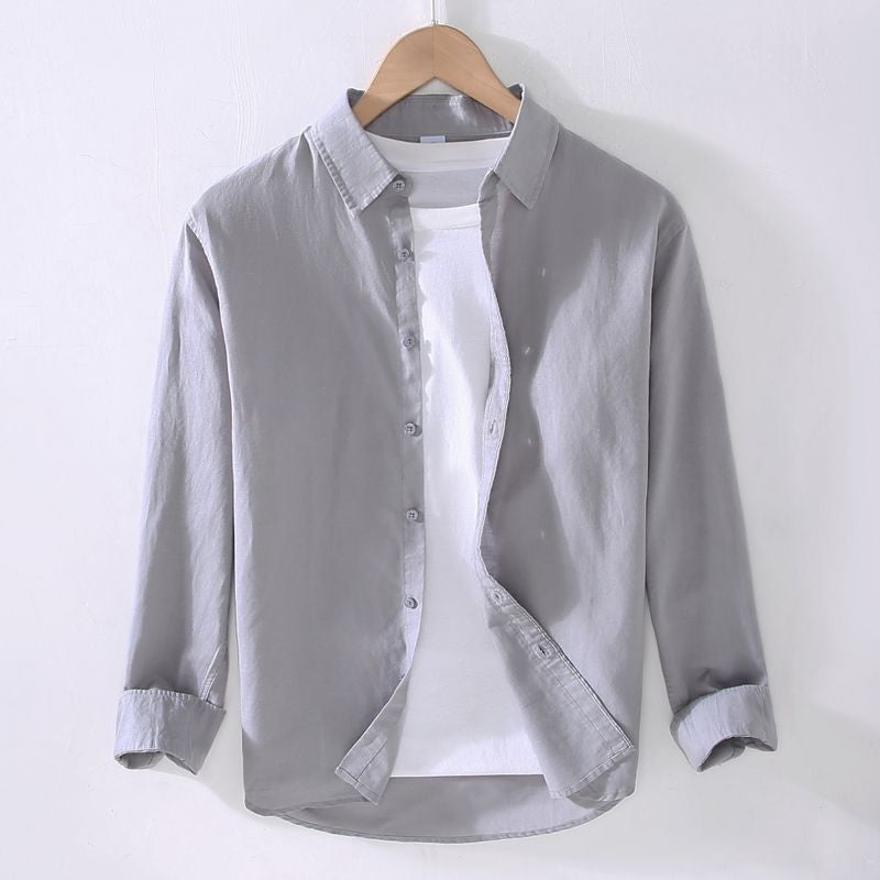 Men'S Linen Long Sleeve Shirt Linen Men'S Japanese Casual Loose Cotton Linen Shirt Outer Wear Shirt - Image 3