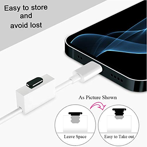 VIWIEU Anti Dust Plugs Metal Cover Compatible with iPhone 14 13 12 11 X XS XR 8 7 SE Mini Plus Pro Max iPad AirPods 4 Pack, Lightning Charging Port Dust Caps Protector with Plug Holder (Black) - Image 4