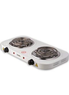 ELORA Elora Double Electric Hot Plate with Double Solid Hotplates Equipped with Adjustable Thermostat 2000 W ELHP-8014 White  - Image 1