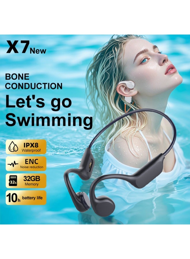 Black-red  Bone Conduction Bluetooth Headphones, Open Ear Wireless Sports Earphones with Comfortable Long Wear Design, Waterproof Running Swimming Headset for Adults - Image 5