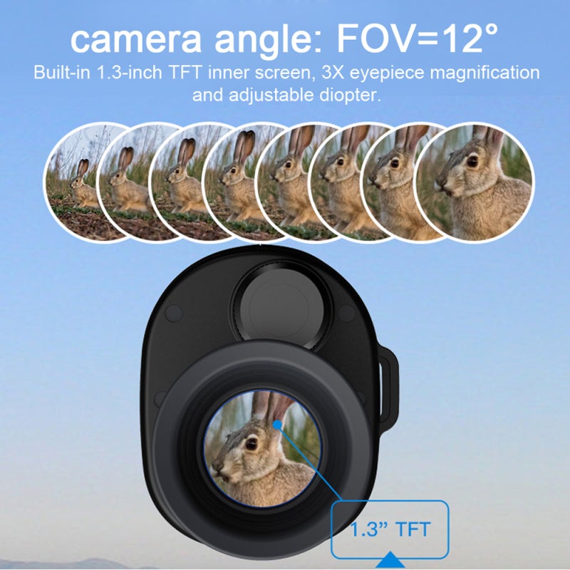 Night-Vision Monocular: 1.3 Inch TFT Screen 3 Million Pixels 1080P - 7-Level Infrared Brightness Adjustable Portable Black Night-Vision Device for Hunting Camping Wildlife Observation - Image 4