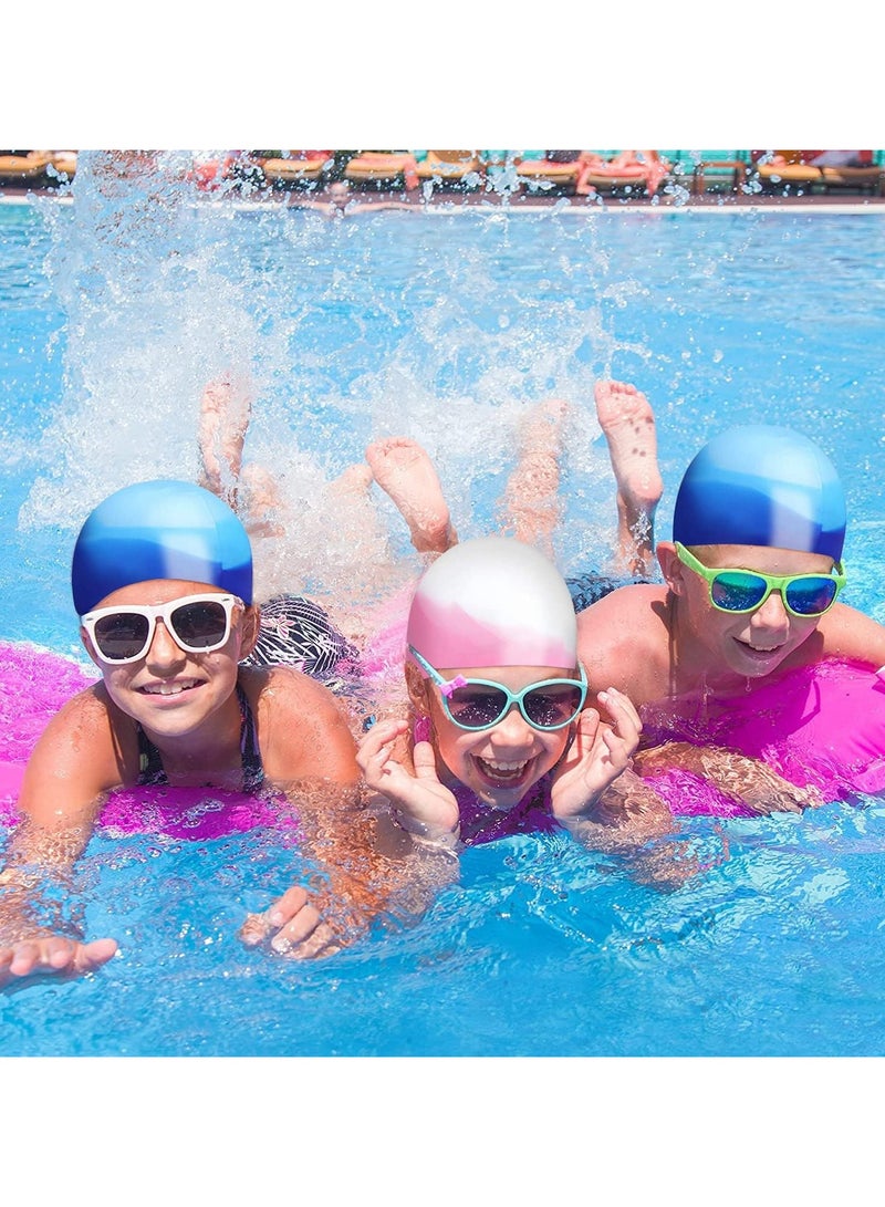 Go Swim Kids Swim Cap by Qshop®️, Durable Silicone Swim Cap for Toddler Boys and Girls, Waterproof Swim Caps, Comfortable Kids Swim Caps with Simple Design for Long and Short Hair, Ponytail