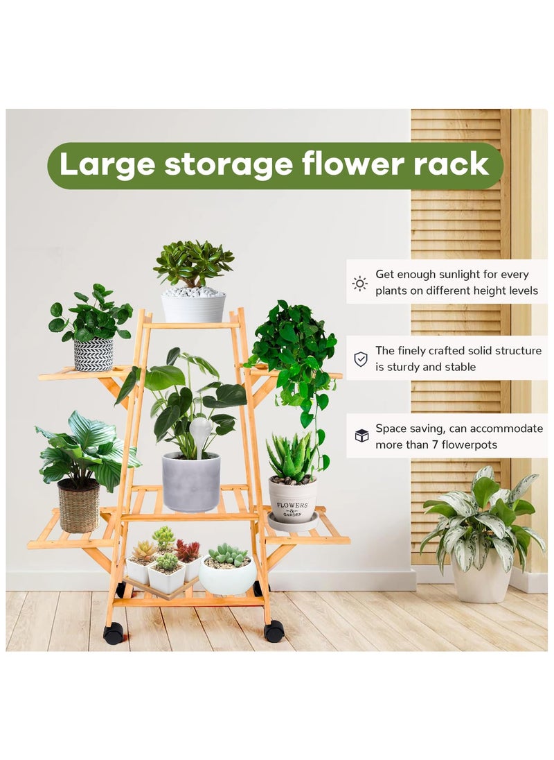 Bamboo Triangle Plant Stand with Wheels,Indoor and Outdoor Rolling Plant Shelf,Corner Plant Holder for Flower Pot Display Rack for Living Room, Balcony, Patio, Garden - pzsku/ZFD950DE8AEC9B3E01016Z/45/_/1717554419/41260539-8e37-4e3c-a256-a1ab84370458