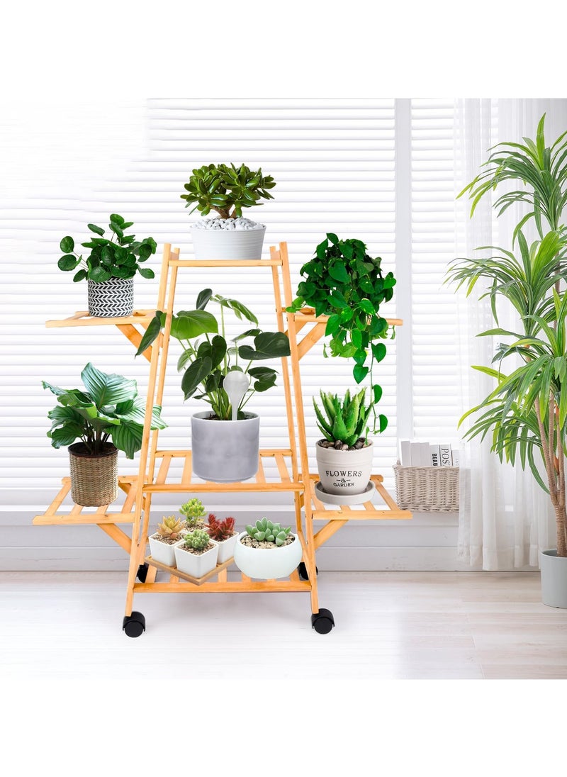 Bamboo Triangle Plant Stand with Wheels,Indoor and Outdoor Rolling Plant Shelf,Corner Plant Holder for Flower Pot Display Rack for Living Room, Balcony, Patio, Garden - pzsku/ZFD950DE8AEC9B3E01016Z/45/_/1717554439/e8e9cce0-2534-4a11-8b61-6b4ab69bd62a