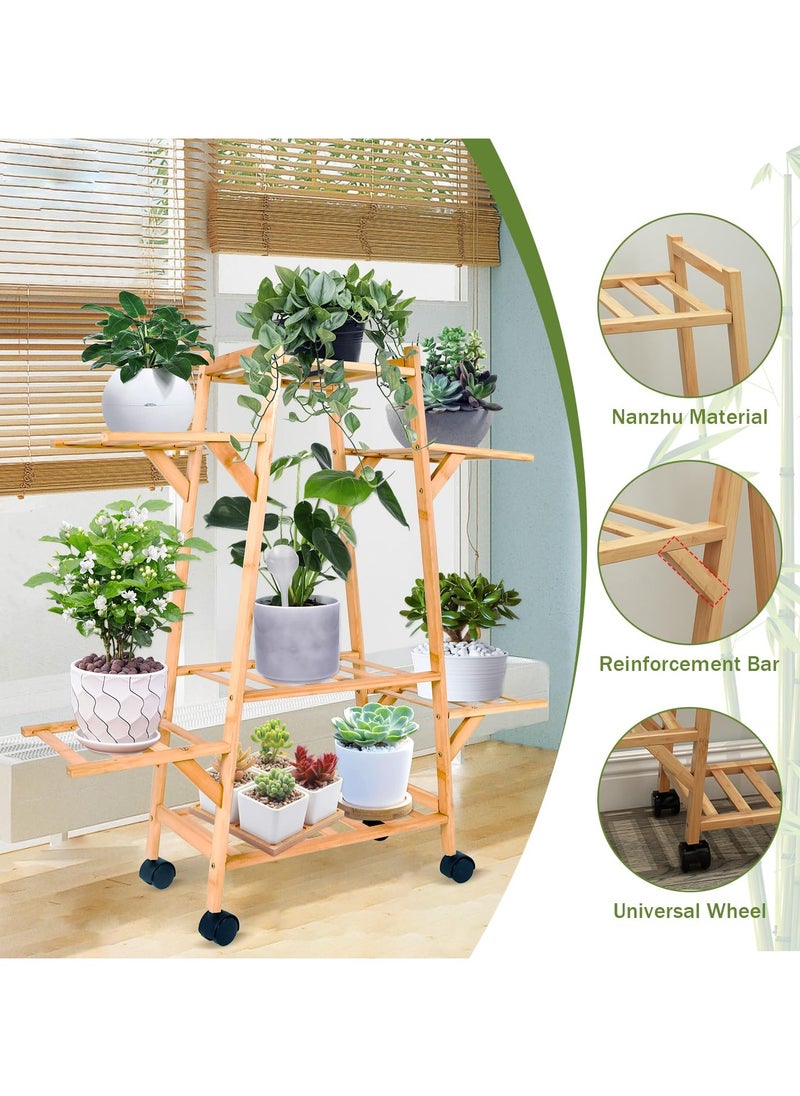 Bamboo Triangle Plant Stand with Wheels,Indoor and Outdoor Rolling Plant Shelf,Corner Plant Holder for Flower Pot Display Rack for Living Room, Balcony, Patio, Garden - pzsku/ZFD950DE8AEC9B3E01016Z/45/_/1717554449/7128ac93-e861-427f-a493-99820f766cfe