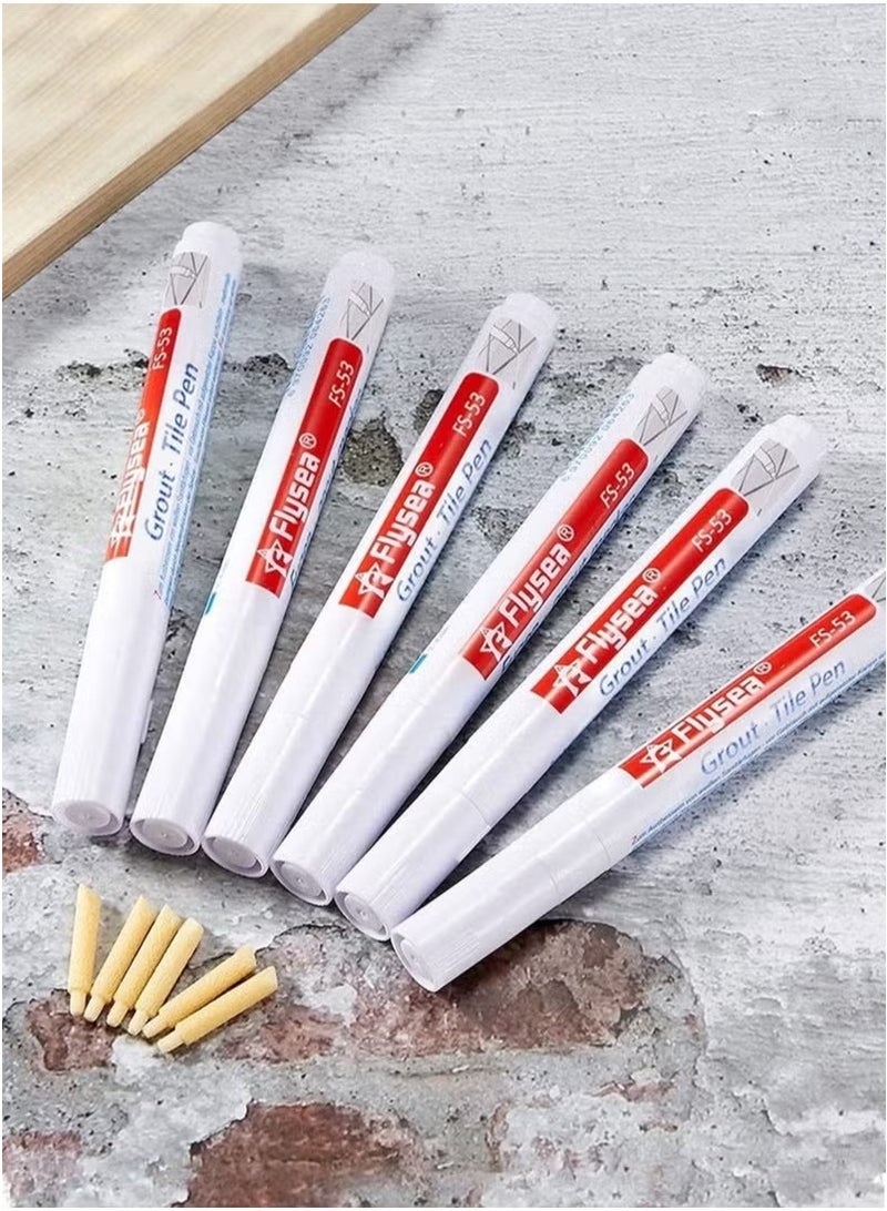 Sunny 6 Pieces Tile Pen Wall Grout Restorer Pen Repair Marker Grout Filler Pen for Restoring Tile Grout Wall Floor Bathrooms and Kitchen White - Image 5