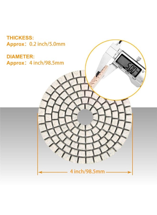 Generic SPTA 15pcs Diamond Wet Polishing Pads Set, 4 inch Pads for Granite Stone Concrete Marble Floor Grinder or Polisher, 50#-6000# with Hook & Loop Backing Holder Pads for Wet Polisher  - Image 2
