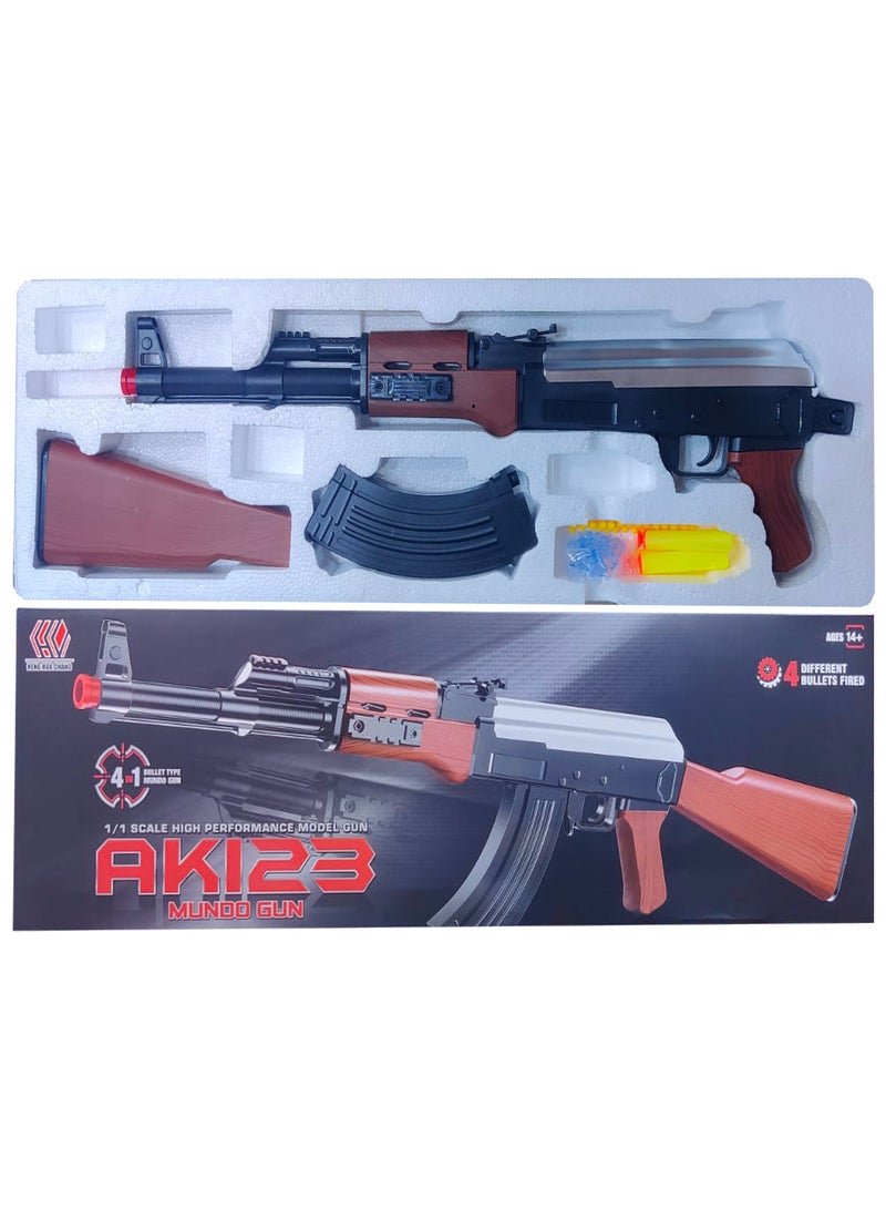 bullet Ak 123 Mundo Gun 4 في 1 رصاصة مع جسم قابل للفصل AK47 مع بندقية - Image 2