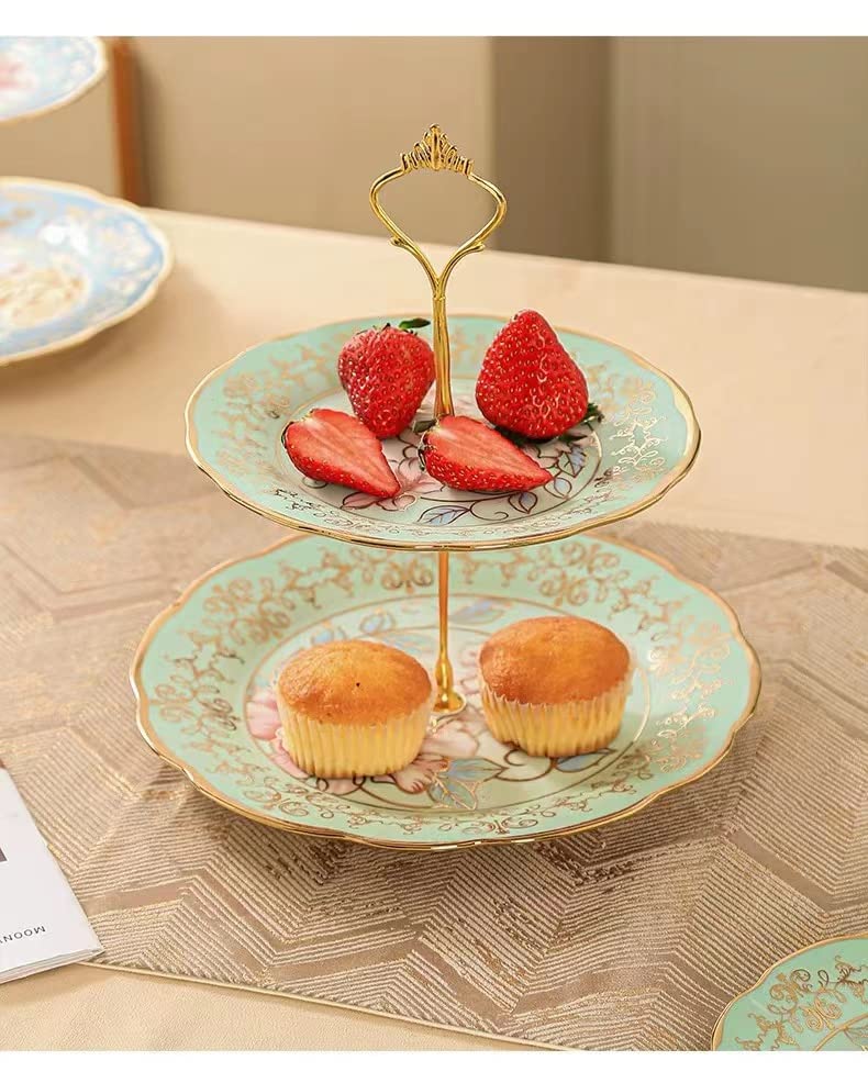 CHANJOON 3 Tier Ceramic Vintage Cake Stand with Beautiful Classic Rose Pattern, Food Rack for Displaying Cake Platter - Image 4