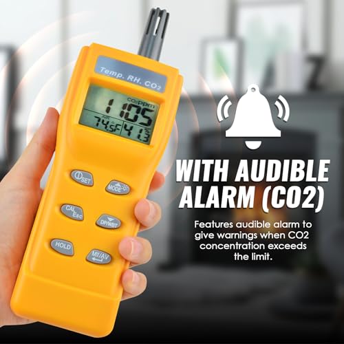 DANOPLUS CO2 Meter Handheld CO2 Detector, 0-9999ppm Digital CO2 Monitor Temperature and Humidity Meter Carbon Dioxide Detector with NDIR Sensor Buzzer Alarm and Clibration Function for Home Grow Room - Image 5