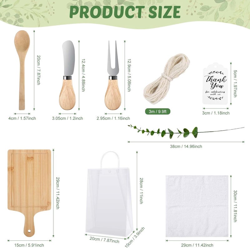 Draupnir 33PCS Baby Shower Game Prizes 4 Set Winners Guest Gifts Bamboo Cheese Board Set Butter Spreaders Fork Spoon Towel Thank You Card and Gift Bags Bridal Shower Gift for the Wedding Bride - Image 3