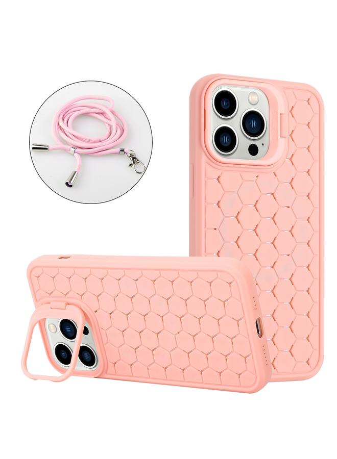 S-TOP Case For iPhone 14 Pro Max Honeycomb Radiating Holder TPU Phone Case with Lanyard - Image 1