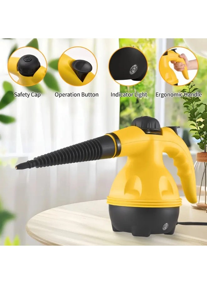 Leyallia - 1000W Portable Handheld Steam Cleaner High Pressure Multipurpose Steamer for Car Sofa Kitchen Bathroom Windows With 9 Attachments 220V European Plug Steam Cleaning Machine. - Image 1