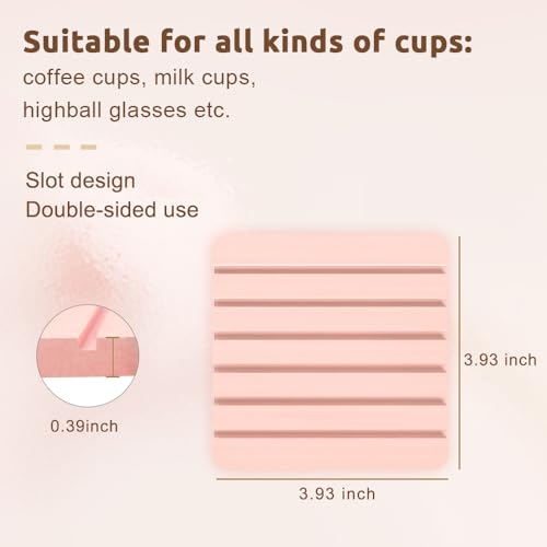 Sweet Elegance Coasters Set of 2 Diatomite Coaster Cup Mats Absorbent Non-silp Durable Colorful Table Ornament Decorations for Home Festival (Pink and White) - Image 2