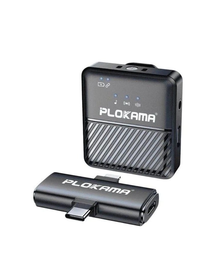 بلوكاما PLOKAMA VM-50 ميكروفون لاسلكي احترافي بمشبك ناقل الحركة 2.4 جيجا | استقبال مزدوج | قطن مقاوم للرياح | بطارية 200 مللي أمبير | التوصيل والتشغيل - Image 3