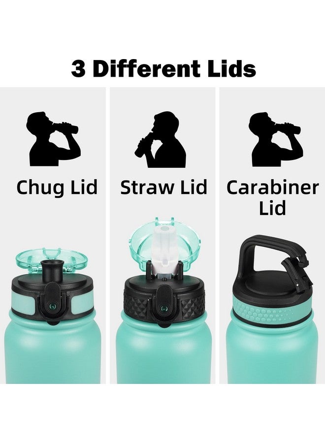 Oldley Insulated Water Bottle 20oz for Adults Kids Stainless Steel Water Bottles with Straw/Chug/Carabiner 3 Lids Fruit Strainer Double Wall Vacuum Wide Mouth BPA Free Leak-Proof for School Travel - Image 2