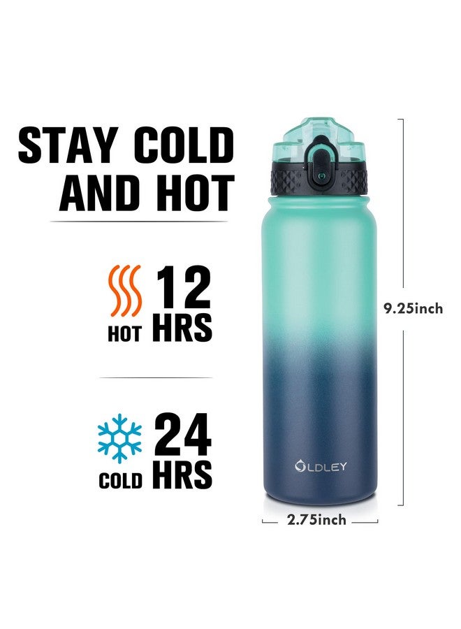 Oldley Insulated Water Bottle 20oz for Adults Kids Stainless Steel Water Bottles with Straw/Chug/Carabiner 3 Lids Fruit Strainer Double Wall Vacuum Wide Mouth BPA Free Leak-Proof for School Travel - Image 3