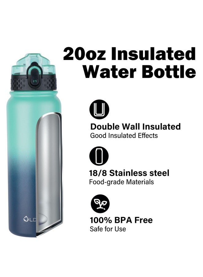 Oldley Insulated Water Bottle 20oz for Adults Kids Stainless Steel Water Bottles with Straw/Chug/Carabiner 3 Lids Fruit Strainer Double Wall Vacuum Wide Mouth BPA Free Leak-Proof for School Travel - Image 4