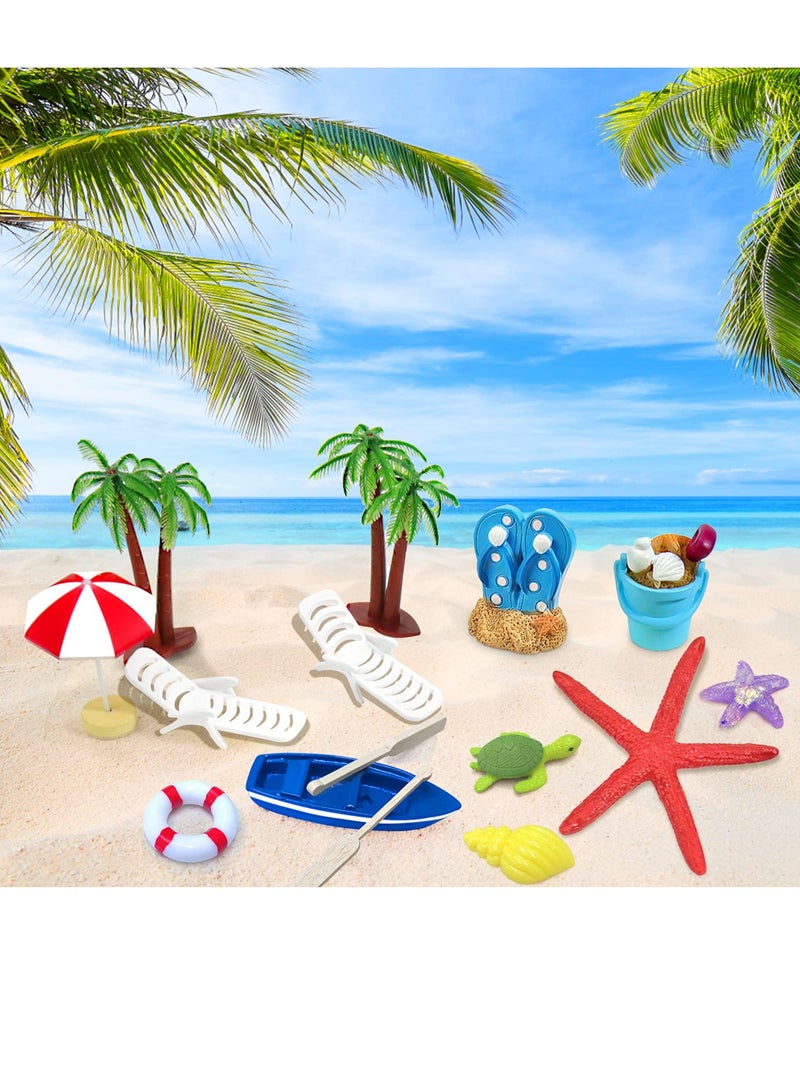 Beach Chair Umbrella Cake Decoration, 15Pieces Summer Ocean Cake Toppers, Tropical Hawaiian Aloha Luau Theme Party Decorations Supplies for Pool Party Birthday Weddings Baby Shower  - Image 3