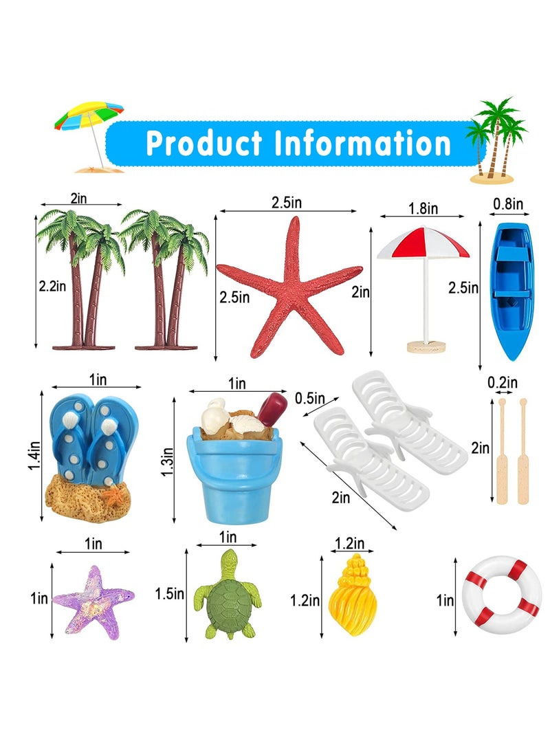 Beach Chair Umbrella Cake Decoration, 15Pieces Summer Ocean Cake Toppers, Tropical Hawaiian Aloha Luau Theme Party Decorations Supplies for Pool Party Birthday Weddings Baby Shower  - Image 2