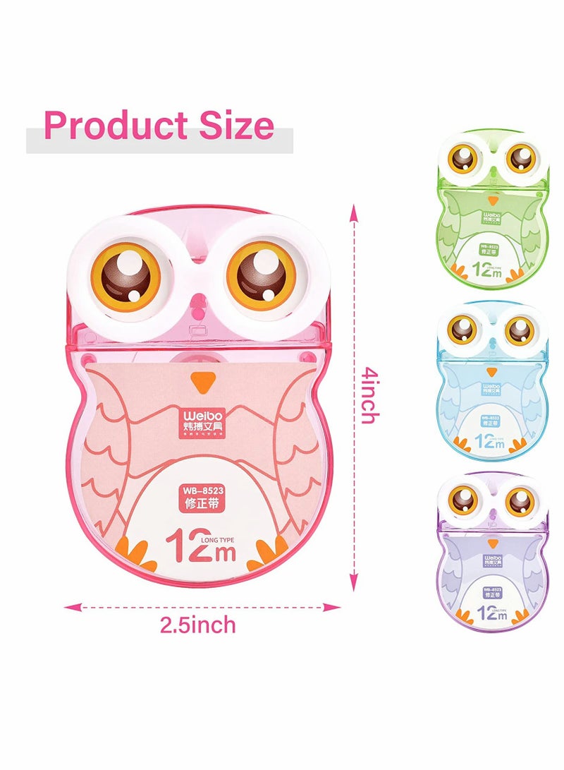 Owl Correction Tape   Simple Transparent Candy Color Portable Correction Tape Easy for Students to Correct Errors Correction Tape C ute and Creative Stationery 1pcs 4 color random