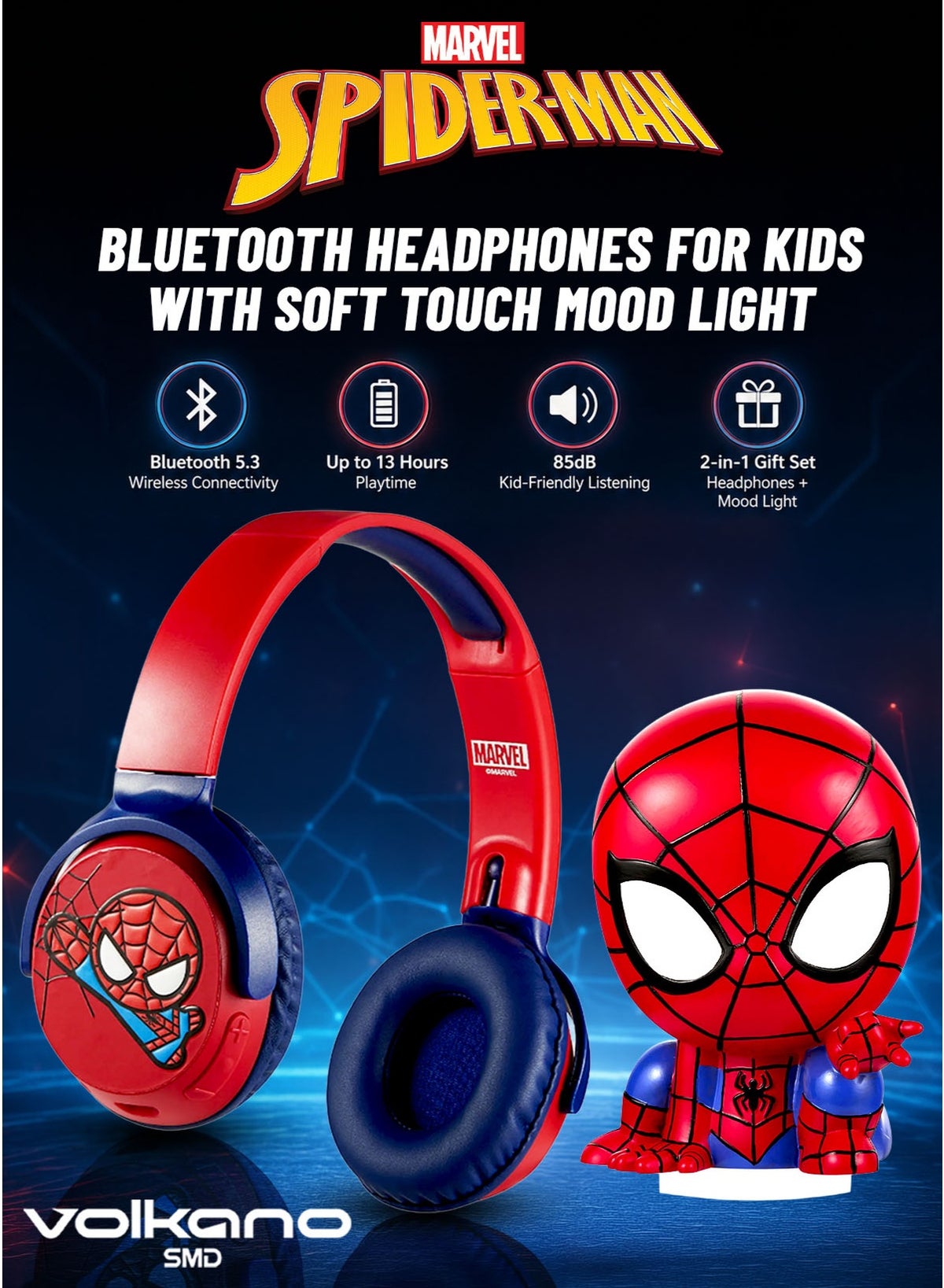 volkano Volkano Smd Marvel spider-man Bluetooth 5 3 Kids Headphones ZFD9569E4315DAAC99AA2Z