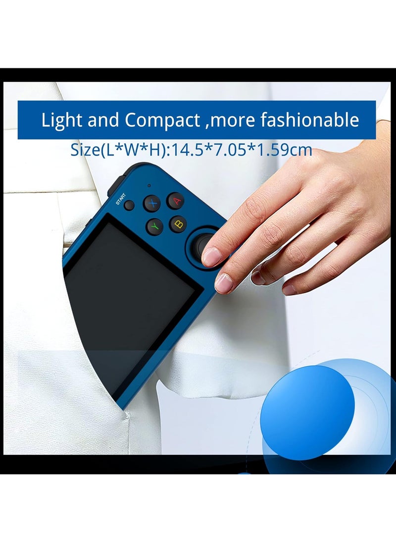 ANBERNIC  - RG353M Handheld Game Console Aluminum Alloy CNC Support Dual OS Android 11+ Linux, 5G WiFi 4.2 Bluetooth 3.5 Inch IPS Multi-Touch Screen 64G TF Card 4420+ Classic Games(Blue) - Image 1