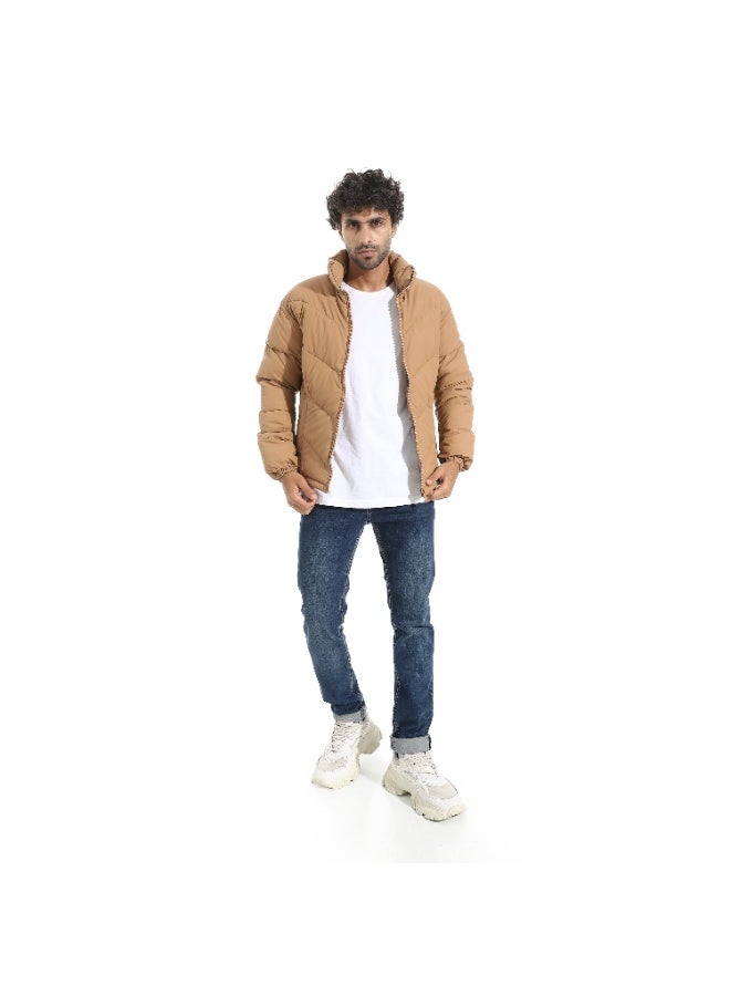 Pavone Men's Winter Puffer Jacket - Brown - Image 5