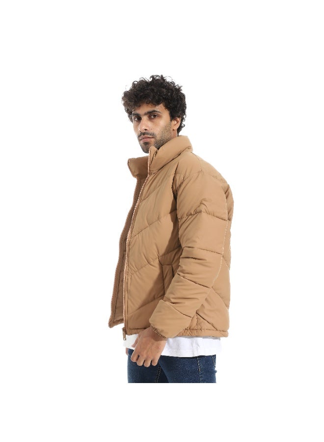 Pavone Men's Winter Puffer Jacket - Brown - Image 4